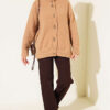 Button-Detail V-Neck Cardigan with Beard Knit Latte - Afbeelding 2