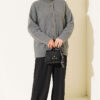 Button-Detail V-Neck Cardigan with Beard Knit Grey - Afbeelding 2