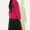 Button-Detail V-Neck Cardigan with Beard Knit Plum – Image 3