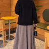 Button-Detail V-Neck Cardigan with Beard Knit Black - الصورة 4