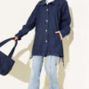 V-Neck Hem-Edge Gathered Cover-up Navy Blue - الصورة 2