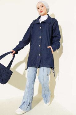 Alternative view of V-Neck Hem-Edge Gathered Cover-up Navy Blue