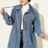 V-Neck Hem-Edge Gathered Cover-up Blue