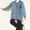 V-Neck Hem-Edge Gathered Cover-up Blue - Afbeelding 2