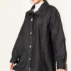 V-Neck Hem-Edge Gathered Cover-up Black