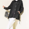 V-Neck Hem-Edge Gathered Cover-up Black - Imagen 2