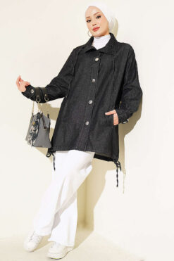 Alternative view of V-Neck Hem-Edge Gathered Cover-up Black