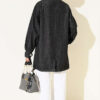 V-Neck Hem-Edge Gathered Cover-up Black - Imagen 3