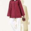 Ribbed High-Collar Zip-Up Coat Burgundy - Afbeelding 2