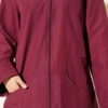 Ribbed High-Collar Zip-Up Coat Burgundy - Afbeelding 4