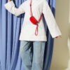 Ribbed High-Collar Zip-Up Coat Ecru - immagine 2