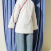 Ribbed High-Collar Zip-Up Coat Ecru - immagine 3