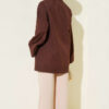Ribbed High-Collar Zip-Up Coat Brown - الصورة 3