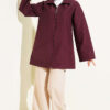 Ribbed High-Collar Zip-Up Coat Plum - الصورة 2