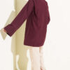 Ribbed High-Collar Zip-Up Coat Plum - الصورة 3