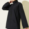Ribbed High-Collar Zip-Up Coat Black