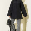 Ribbed High-Collar Zip-Up Coat Black – Bild 2