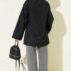 Ribbed High-Collar Zip-Up Coat Black – Bild 3