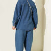 Fitted High-Collar Zip-Up Denim Two-Piece Set Light Blue - الصورة 3
