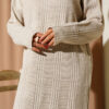 High Neck Ribbed Knit Dress Beige – Image 4