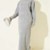 High Neck Ribbed Knit Dress Grey