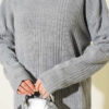High Neck Ribbed Knit Dress Grey - الصورة 4
