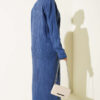High Neck Ribbed Knit Dress Indigo – Image 3