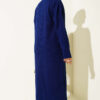 High Neck Ribbed Knit Dress Navy Blue – Image 3