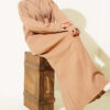 High Neck Ribbed Knit Dress Latte