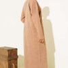 High Neck Ribbed Knit Dress Latte - الصورة 3
