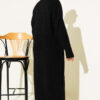 High Neck Ribbed Knit Dress Black – Image 3