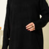 High Neck Ribbed Knit Dress Black – Image 4