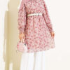 High Neck Mixed Pattern Chiffon Tunic Rose Dust - immagine 2
