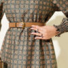 Collared Clover Patterned Tunic Green – Image 4