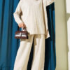 Stitch Detail Basic Knit Two-Piece Set Beige
