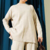 Stitch Detail Basic Knit Two-Piece Set Beige - immagine 2