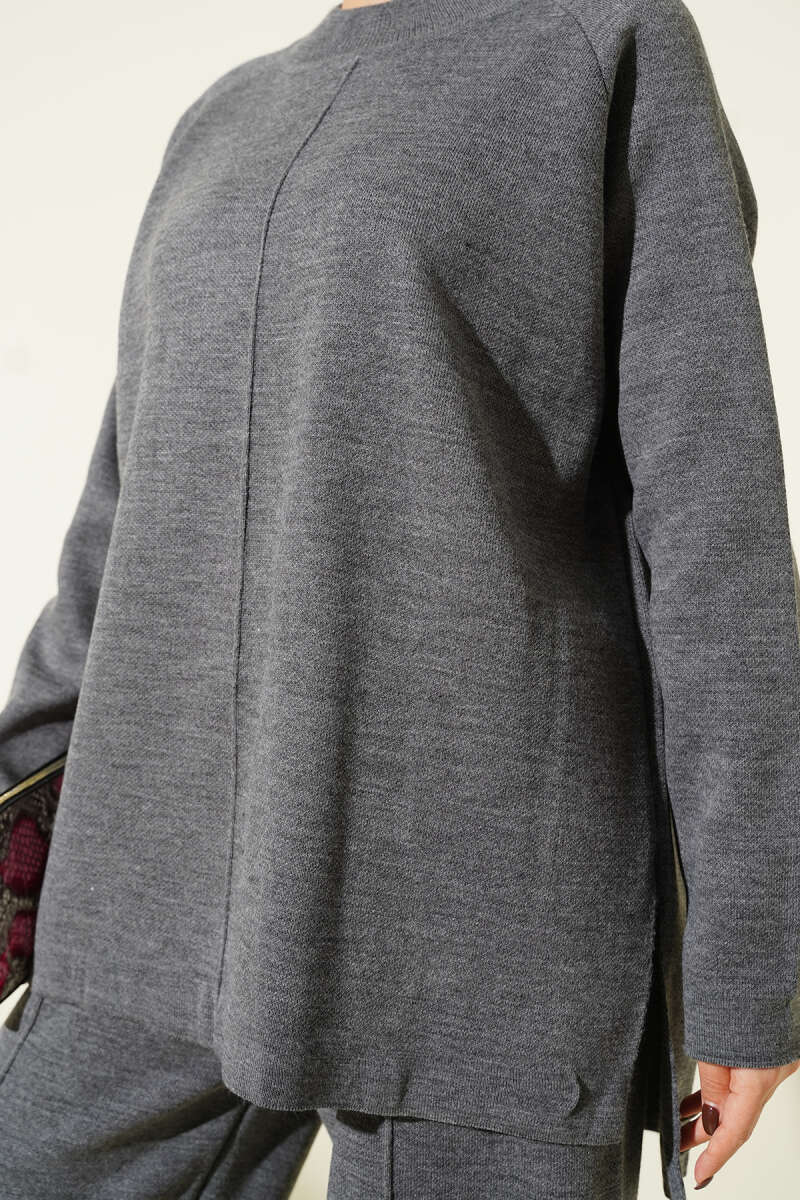 Stitch Detail Basic Knit Two-Piece Set Smoke - immagine 4