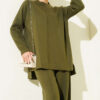 Stitch Detail Basic Knit Two-Piece Set Khaki - Afbeelding 2