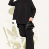 Stitch Detail Basic Knit Two-Piece Set Black