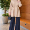 Long-sleeve crew neck tunic with ribbed trim Beige - Afbeelding 3