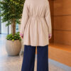 Long-sleeve crew neck tunic with ribbed trim Beige - Afbeelding 4