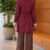 Long-sleeve crew neck tunic with ribbed trim Burgundy - Afbeelding 4