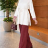 Long-sleeve crew neck tunic with ribbed trim Ecru – Bild 2