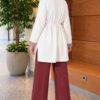 Long-sleeve crew neck tunic with ribbed trim Ecru – Bild 4