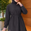 Long-sleeve crew neck tunic with ribbed trim Smoke