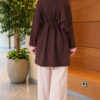 Long-sleeve crew neck tunic with ribbed trim Brown – Image 4