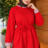 Long-sleeve crew neck tunic with ribbed trim Red – Bild 3
