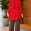 Long-sleeve crew neck tunic with ribbed trim Red – Bild 4