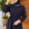 Long-sleeve crew neck tunic with ribbed trim Navy Blue