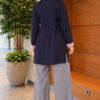 ⁦Long-sleeve crew neck tunic with ribbed trim Navy Blue⁩ - الصورة ⁦4⁩
